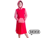 Ringel-Kapuzen-Kleid rot/wei�