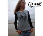 Longsleeve "Meerfrau" grau/schwarz/wei�